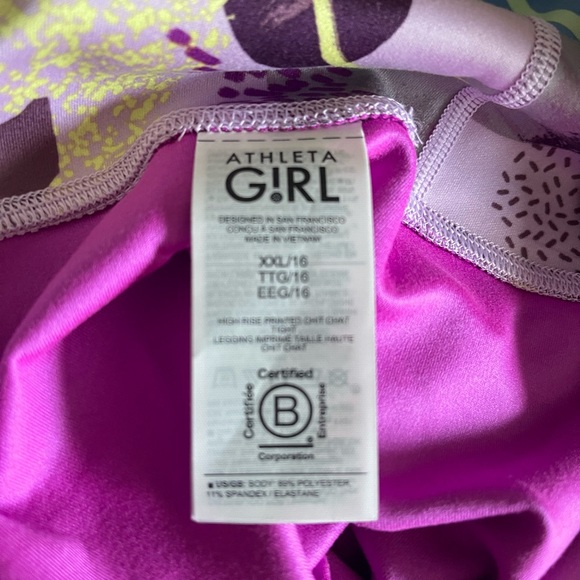 Athleta ATHLETA GIRL HIGH RISE CHIT CHAT TIGHT Size XXXL/16 Pink Purple 982645 - Picture 8 of 8
